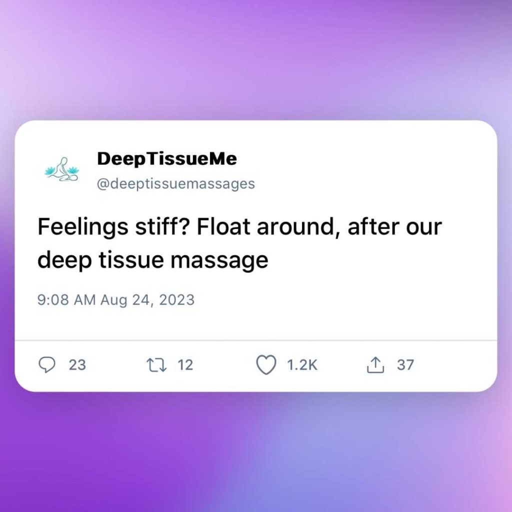 A Twitter-style post from DeepTissueMe with the text