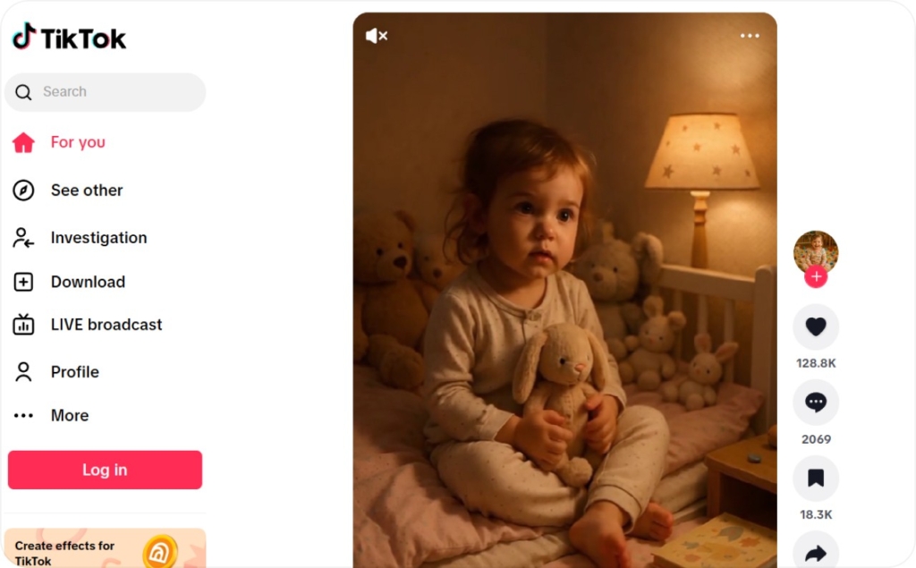 Screenshot of TikTok main page