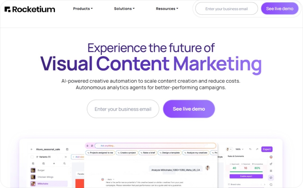 Screenshot of Rocketium website