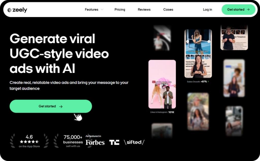 Screenshot of Zeely AI UGC-style video generator