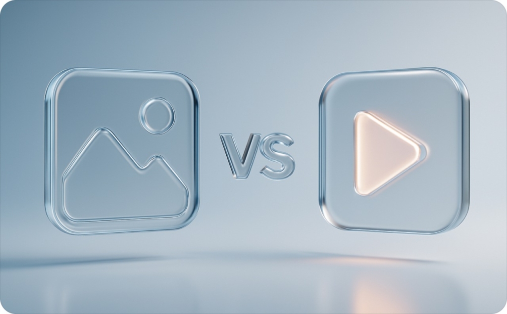 Picture icon and video icon, with the inscription "vs" between them