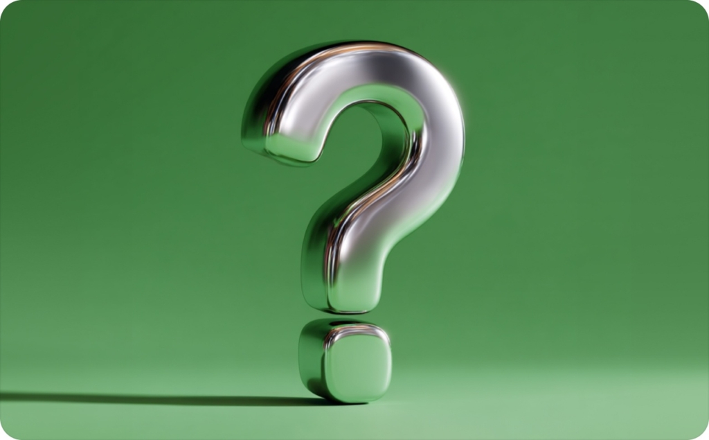 silver question mark on green background
