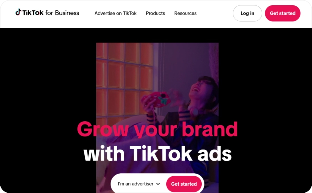 Screenshot of TikTok for Business homepage