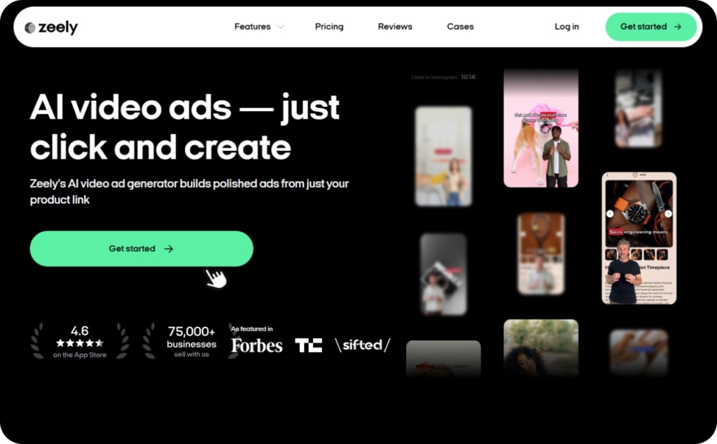 Screenshot of Zeely AI video ads creator