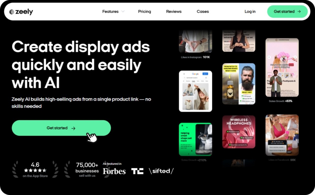 Screenshot of Zeely AI display ads creator