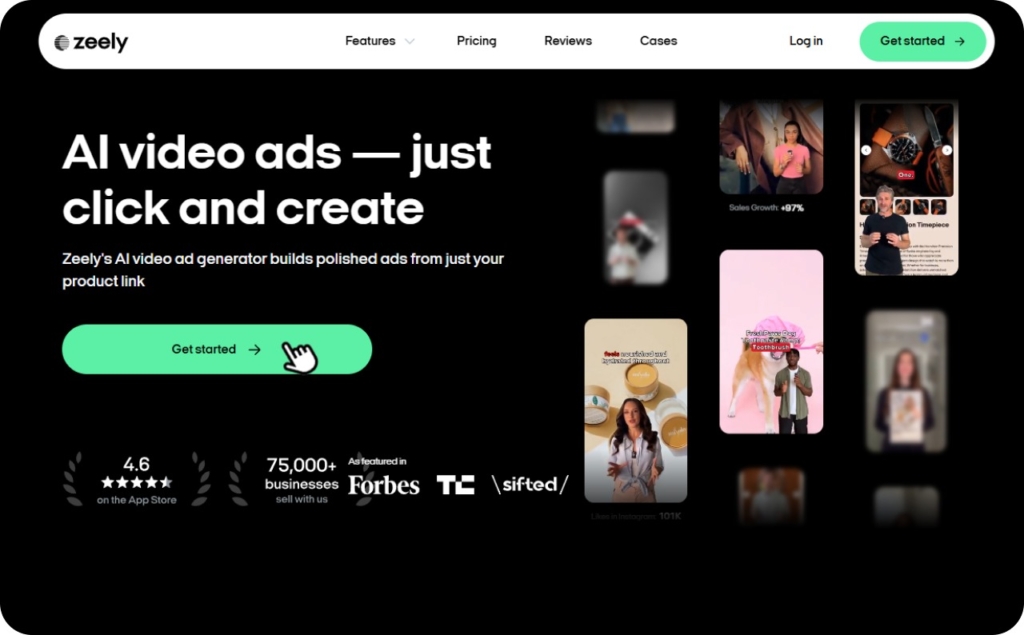Screenshot of Zeely AI video ads creator