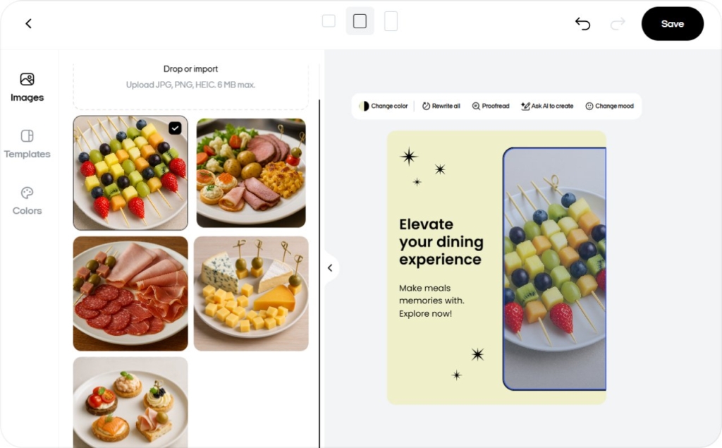 Screenshot of Zeely AI when creating static ads