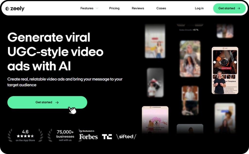 Screenshot of Zeely AI UGC-style video creator