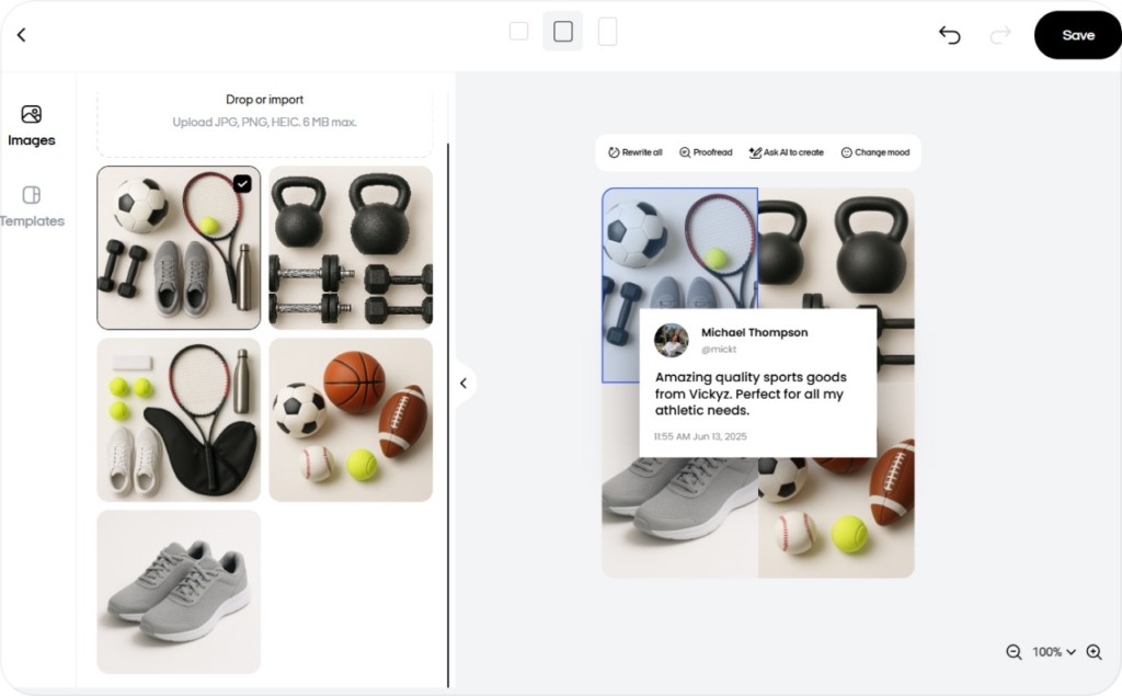 Screenshot of Zeely AI when creating static ads
