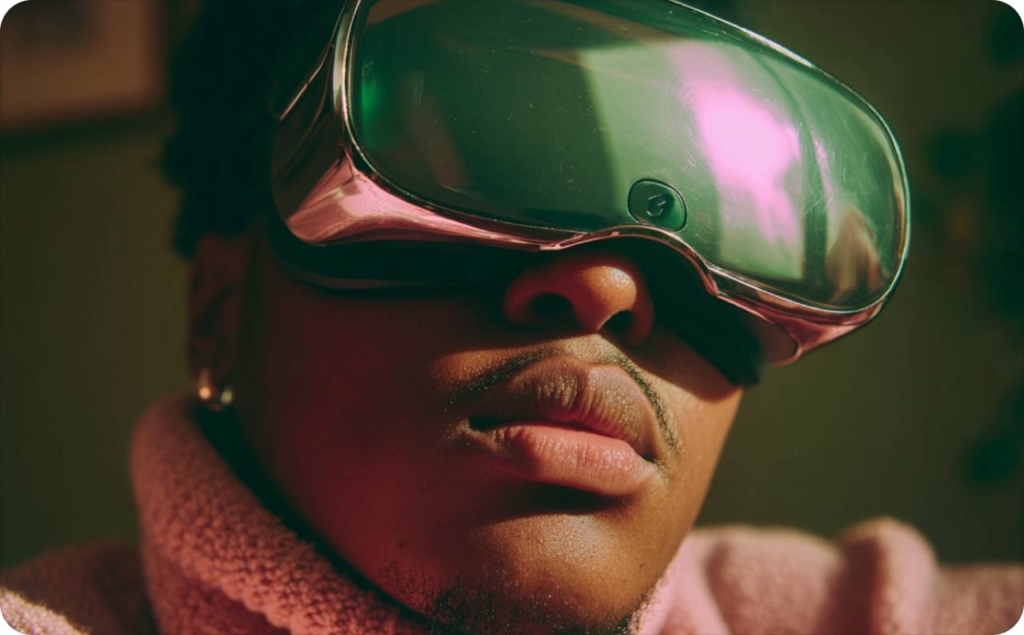 A man wearing VR glasses