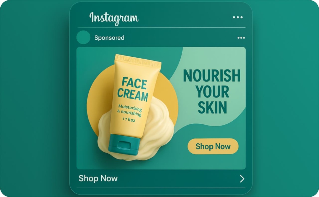 Instagram post with face cream advertising