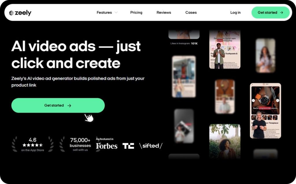 Screenshot of Zeely AI video ads maker
