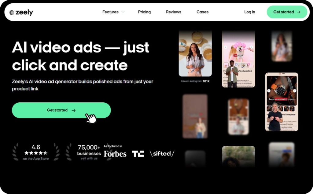 Screenshot of Zeely AI video ads generator