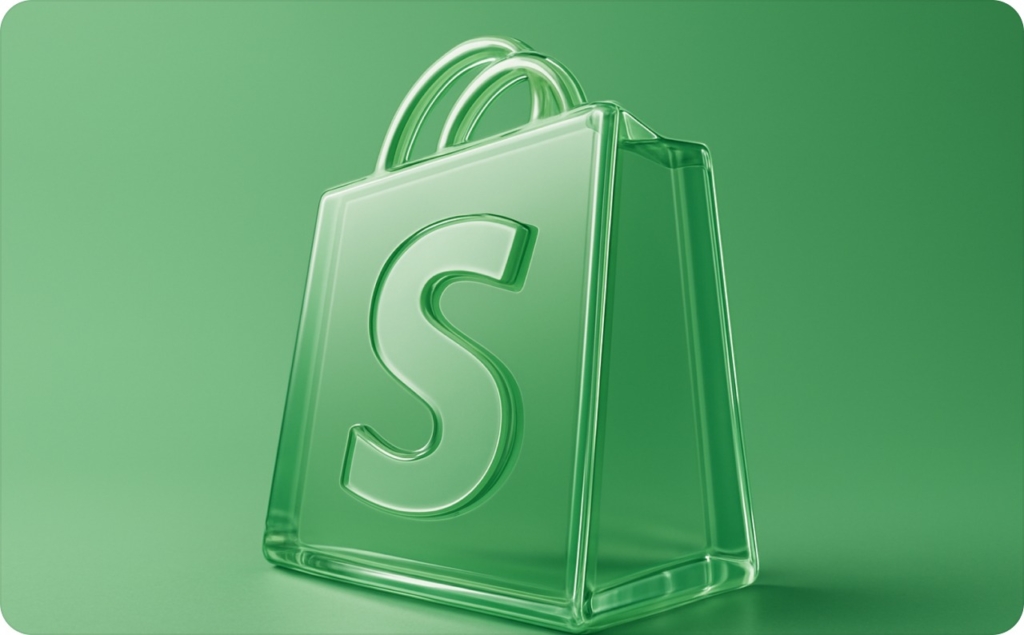 Green shopper with letter S on green background