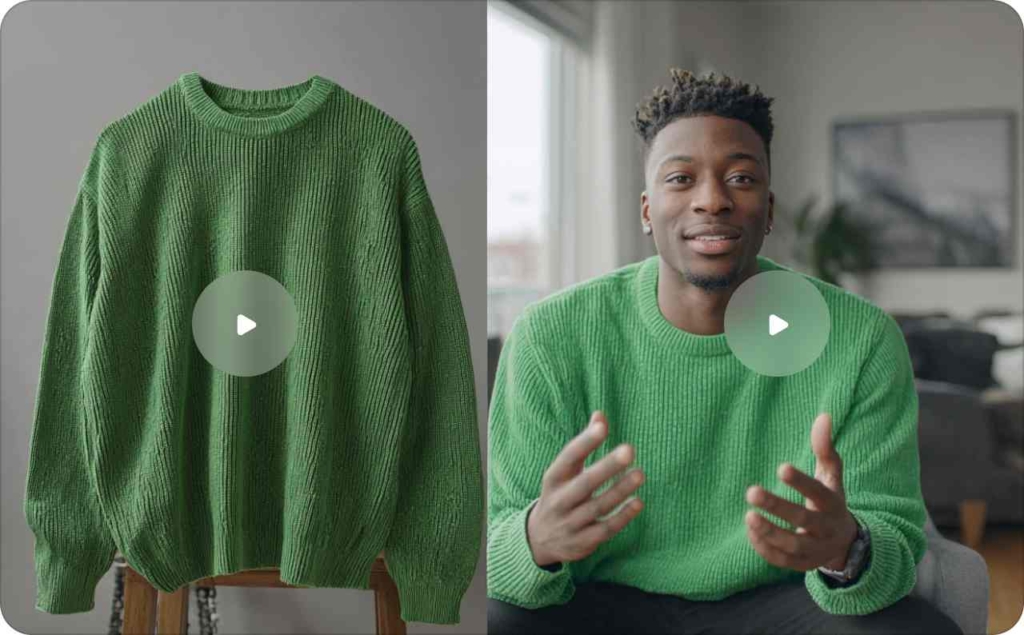 Green sweater and man in a green sweater