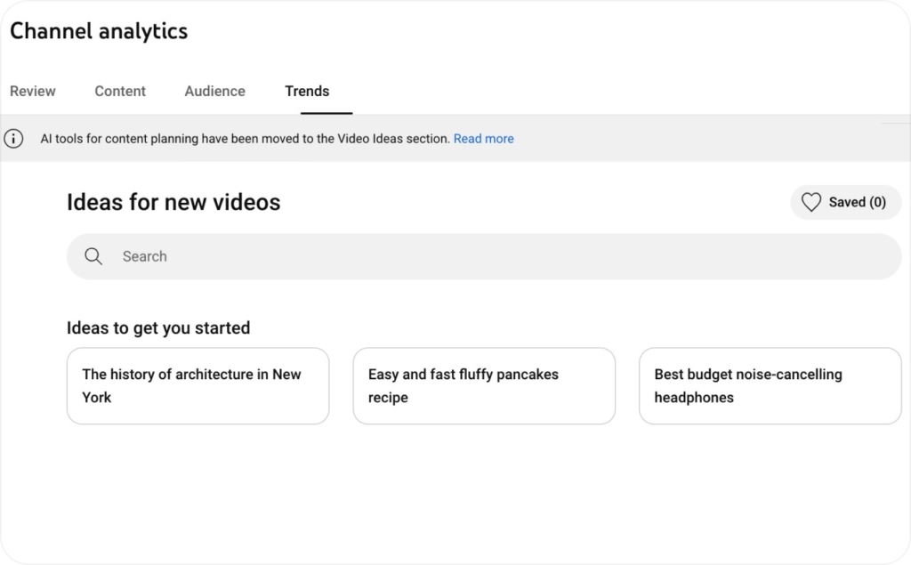 Youtube channel analytics page