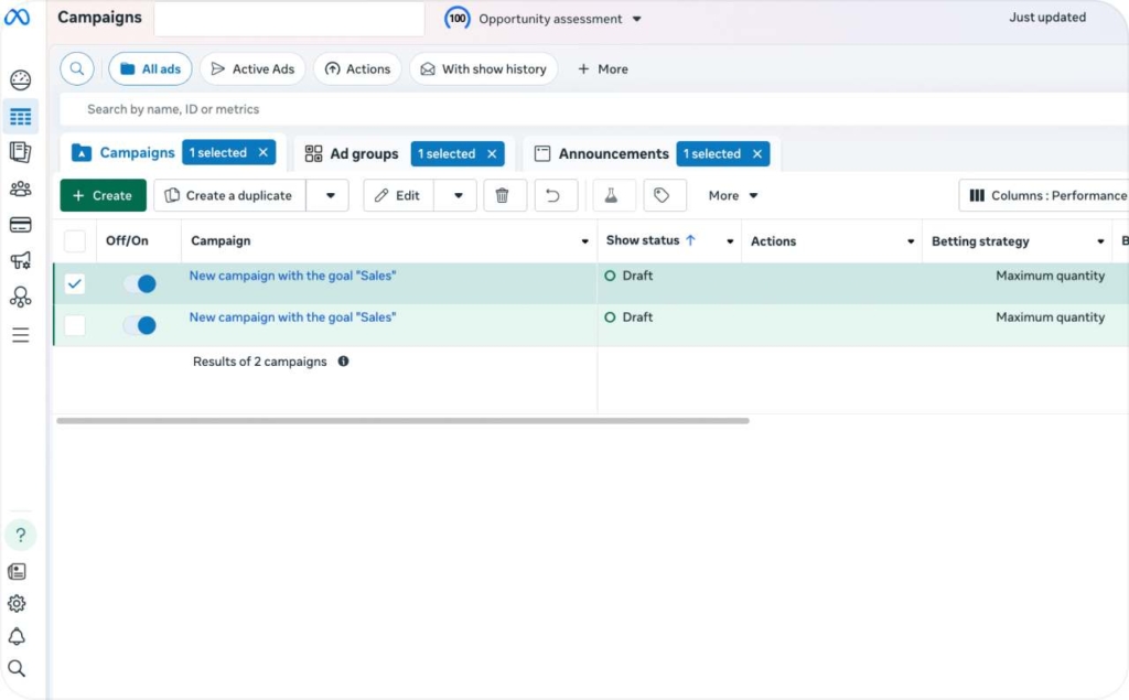Facebook ad creation