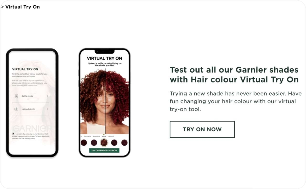 Garnier virtual Try On campaign