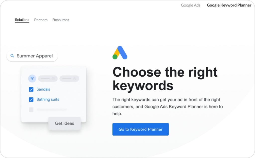 Google Keyword Planner page
