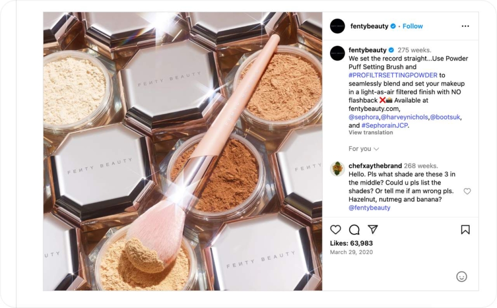 Fentybeauty Instagram post