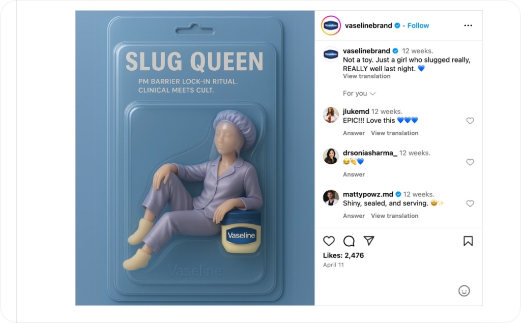 Vaselinebrand Instagram post