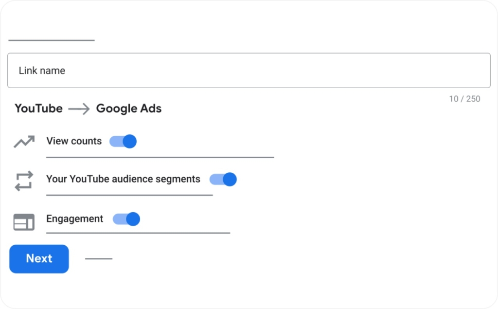 Google Ads linking accounts page