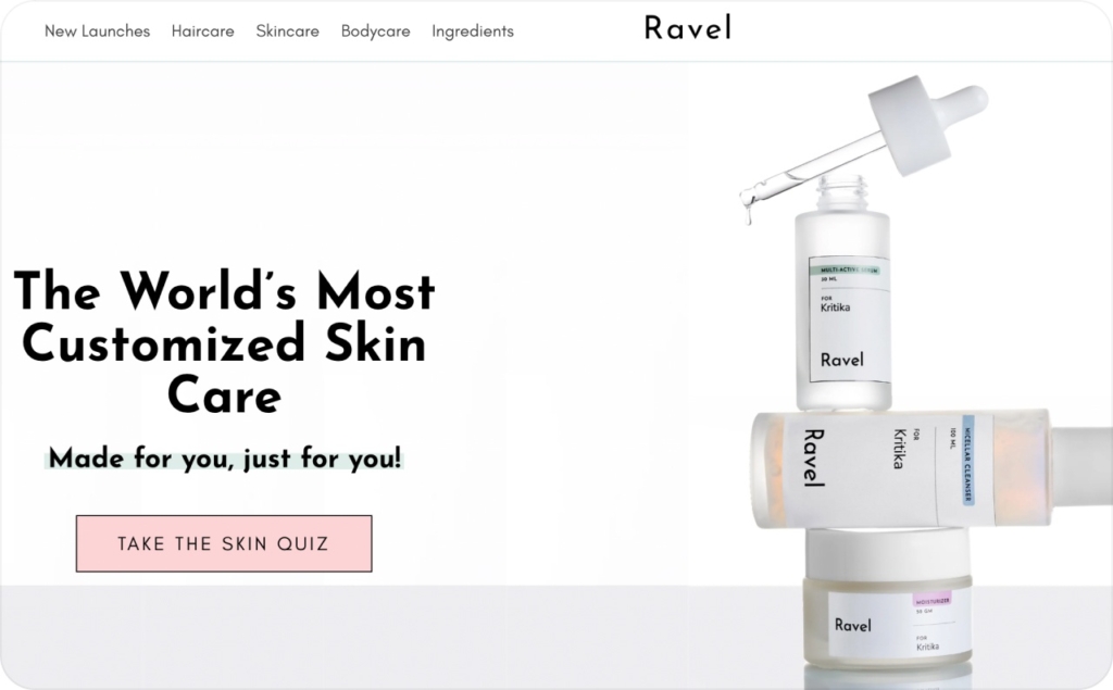 Ravel brand landing page