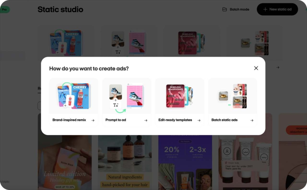 Zeely AI static ad templates