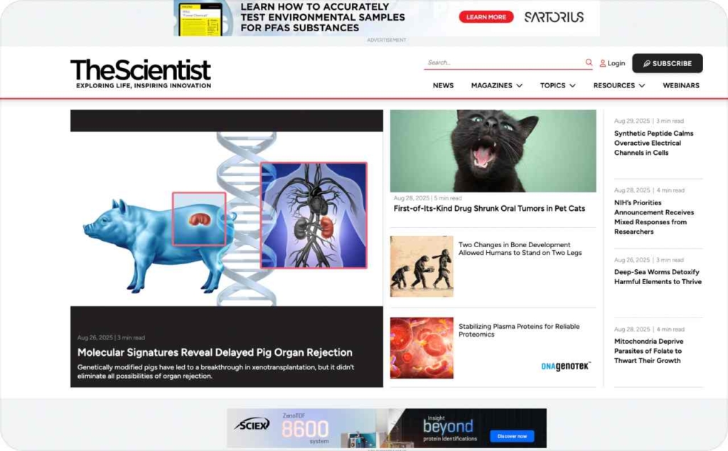 The Scientist main page