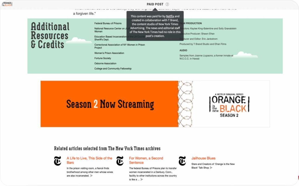 The New York Times paid post sponsored by Netflix