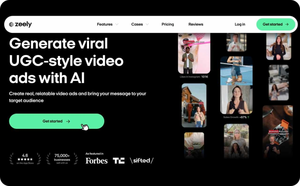 Zeely AI UGC-style video ads page