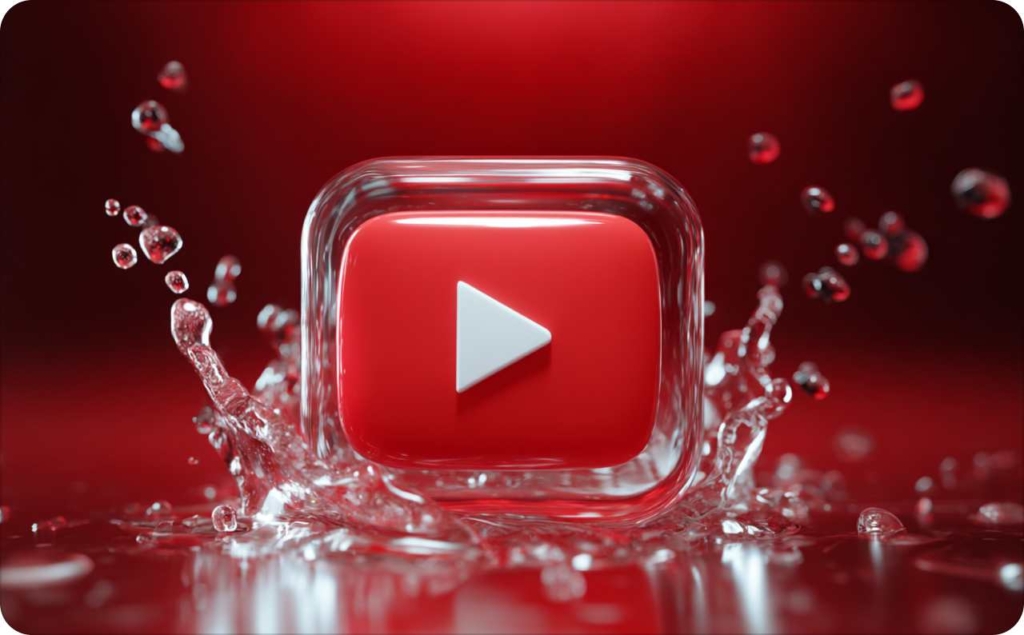 YouTube logo splash on red background