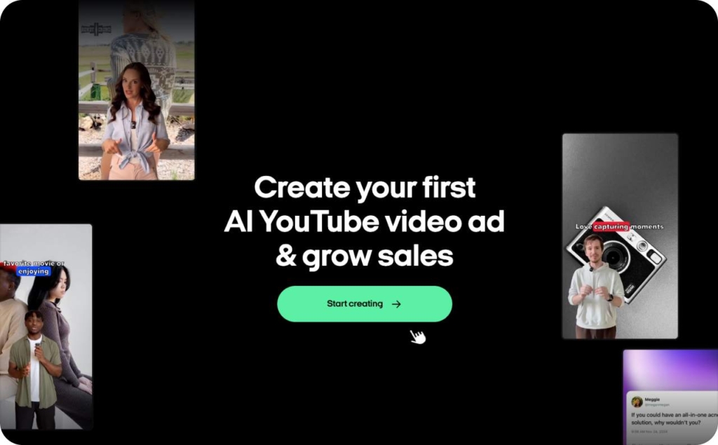 Zeely AI YouTube video ad maker landing page