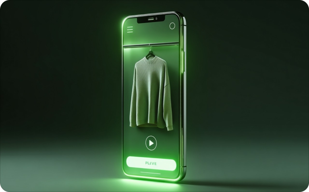 Green hoddie on the phone on the green background