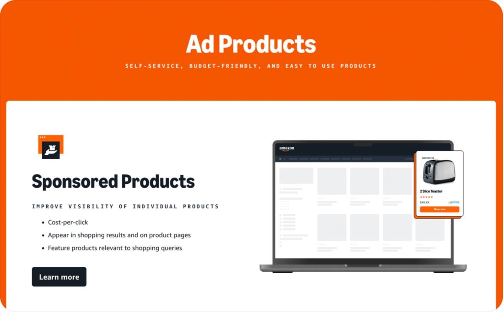 Amazon advertising page