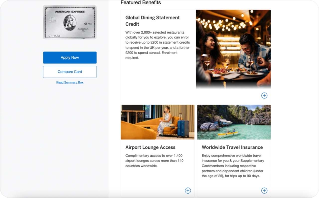 Amex Platinum card page