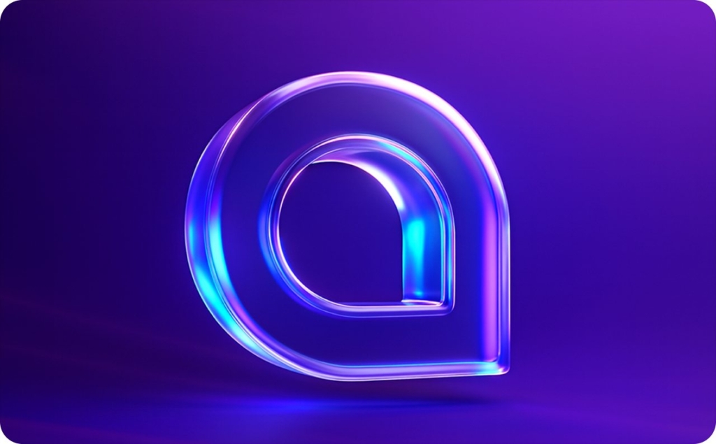 Captions AI logo on purple background