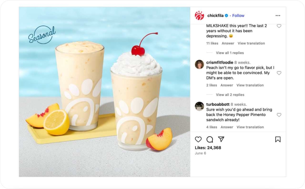@chickfila post on Instagram