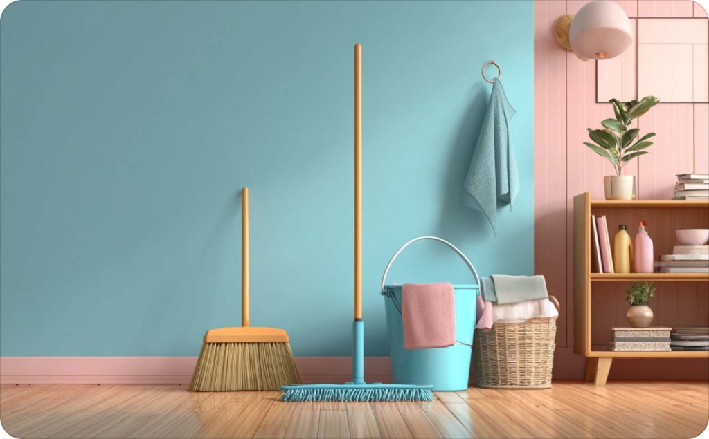 Cleaning tools in the bathroom