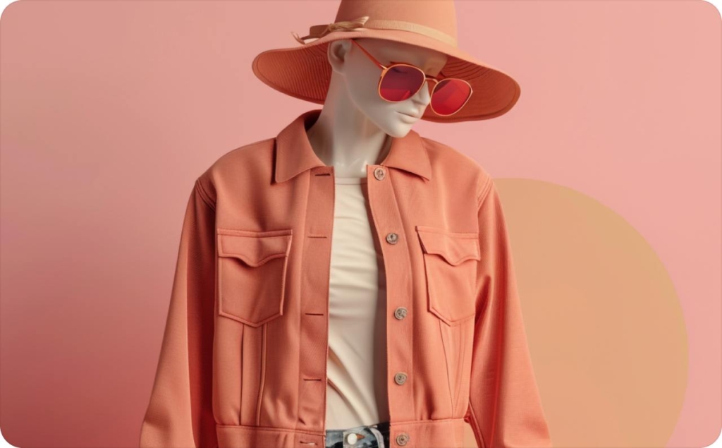 Mannequin wearing female clothes on pink backgroung