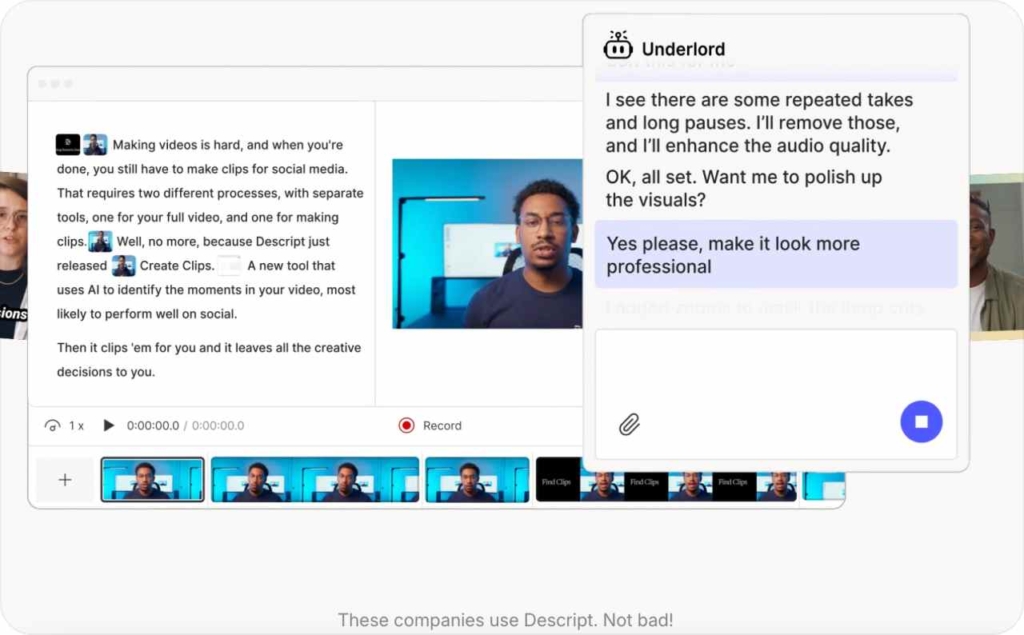 Descript landing page