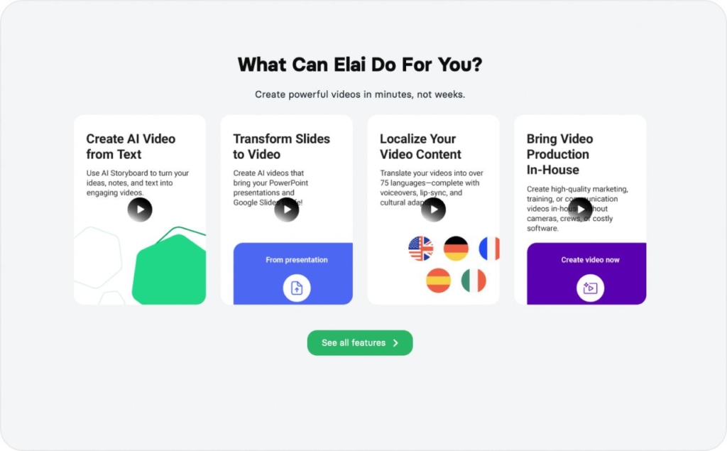 Elai.io landing page