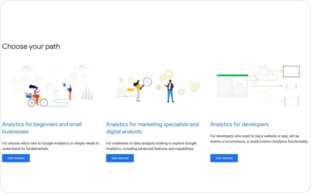Google Analytics landing pag