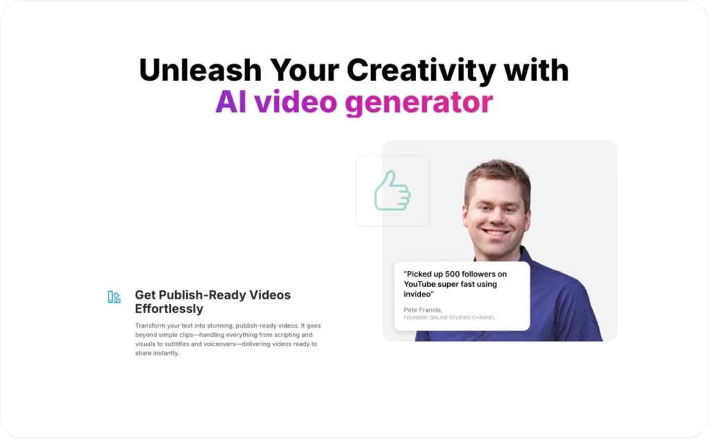 InVideo AI landing page