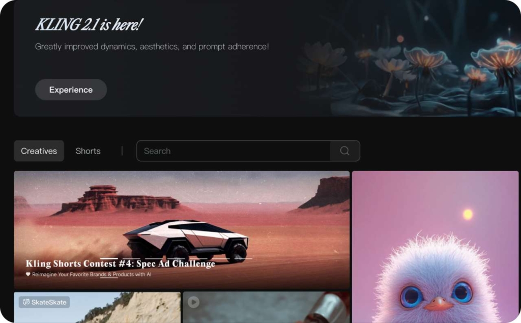 Kling AI landing page