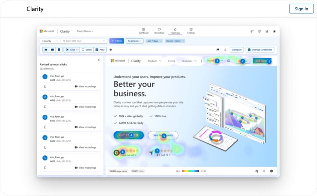 Microsoft Clarity page