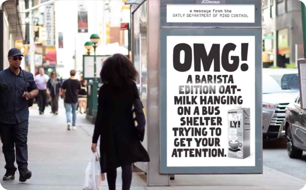 Oatly bus stop advertising