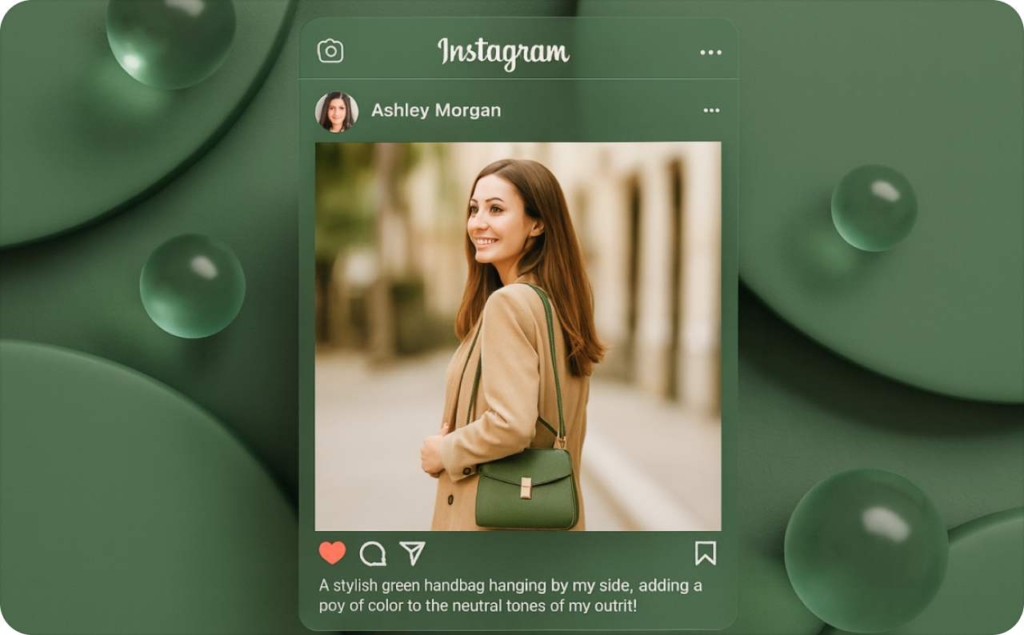 Instagram Post of a woman on a green background