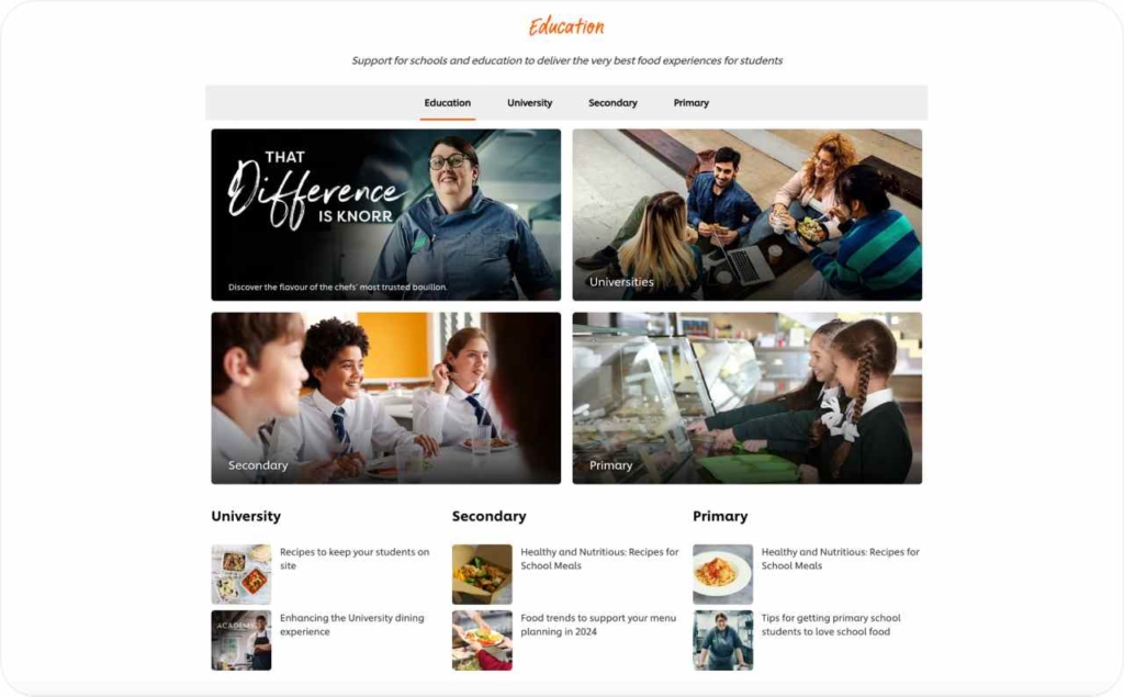 Unilever Food Solutions page