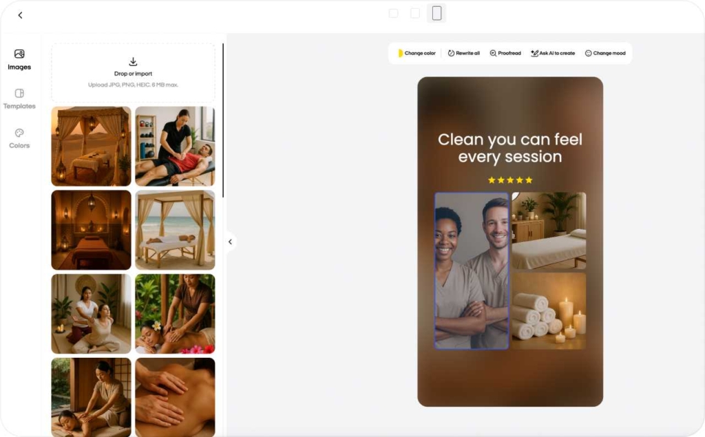 Zeely AI studion static ads edits